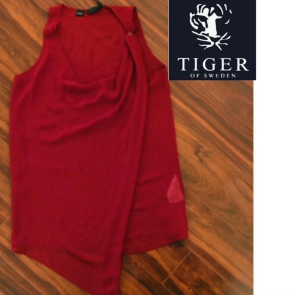 Nwt Tiger Of Sweden Red Asymmetrical Top Beautiful Tank